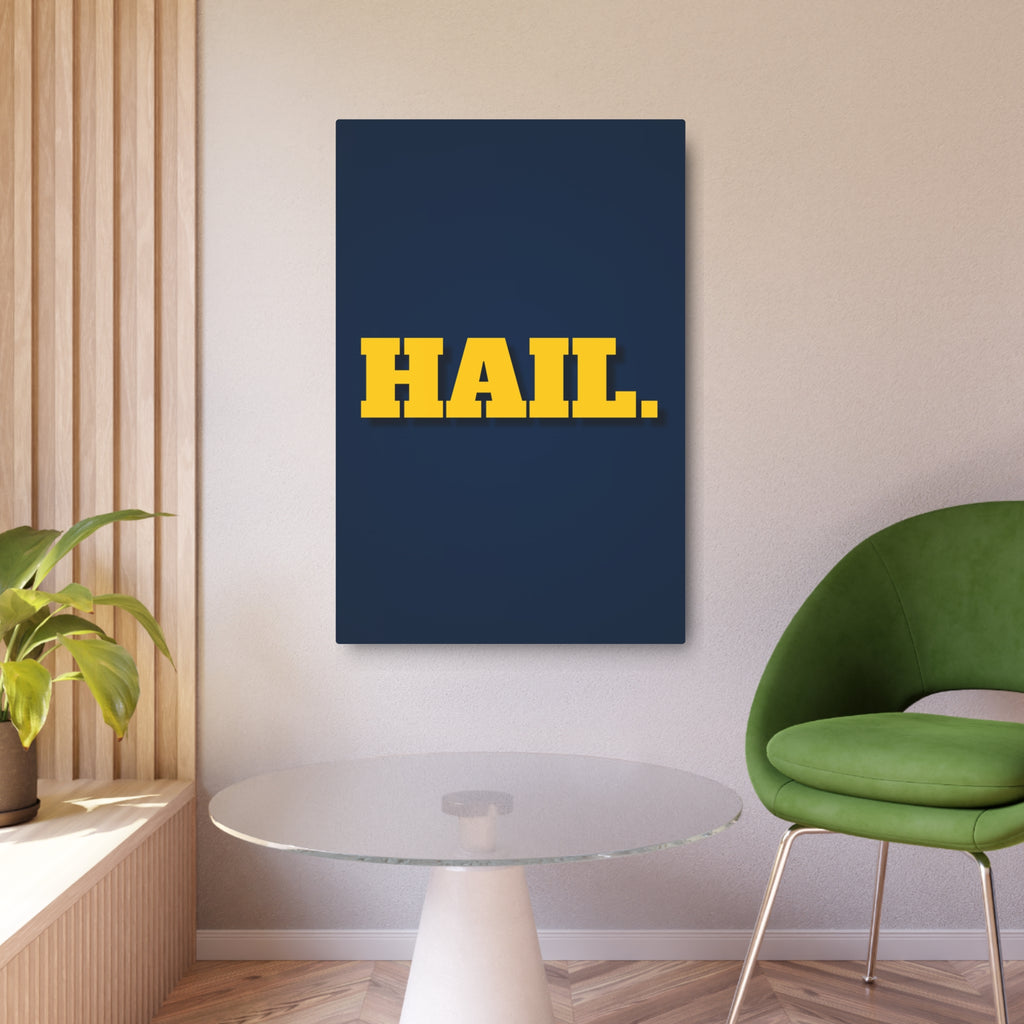 University of Michigan Minimalist Wall Art – “HAIL.” Metal Print