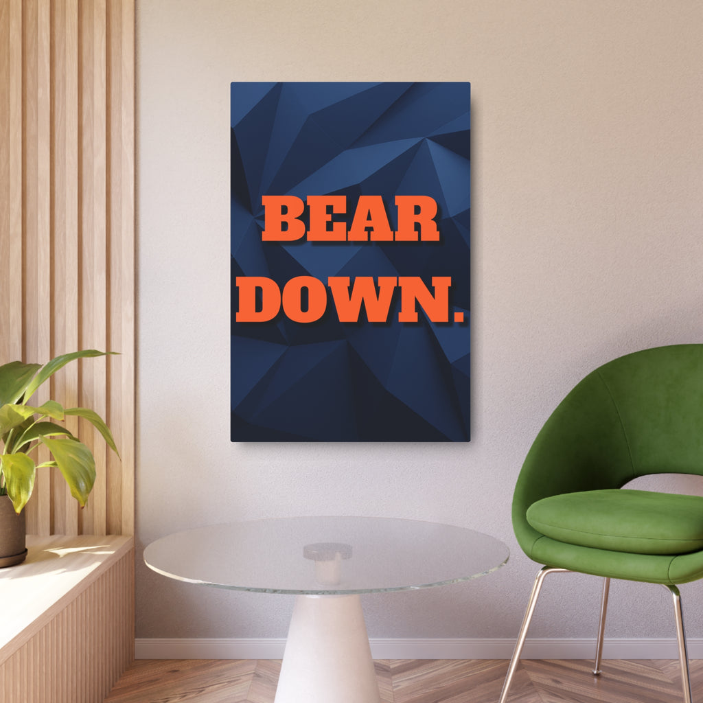 Chicago Bears Wall Art | “BEAR DOWN” Minimalist Metal Sign