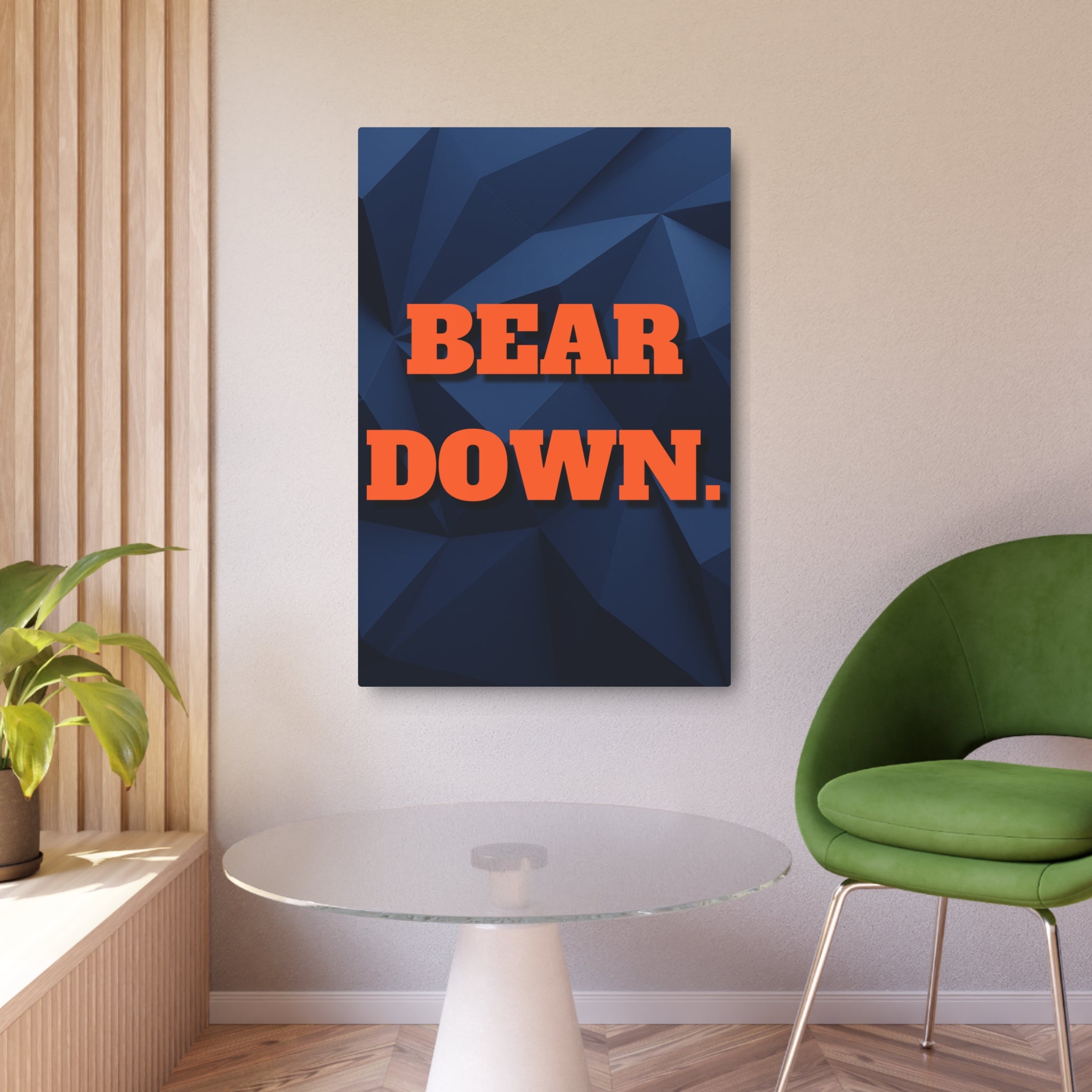 Chicago Bears Wall Art | “BEAR DOWN” Minimalist Metal Sign