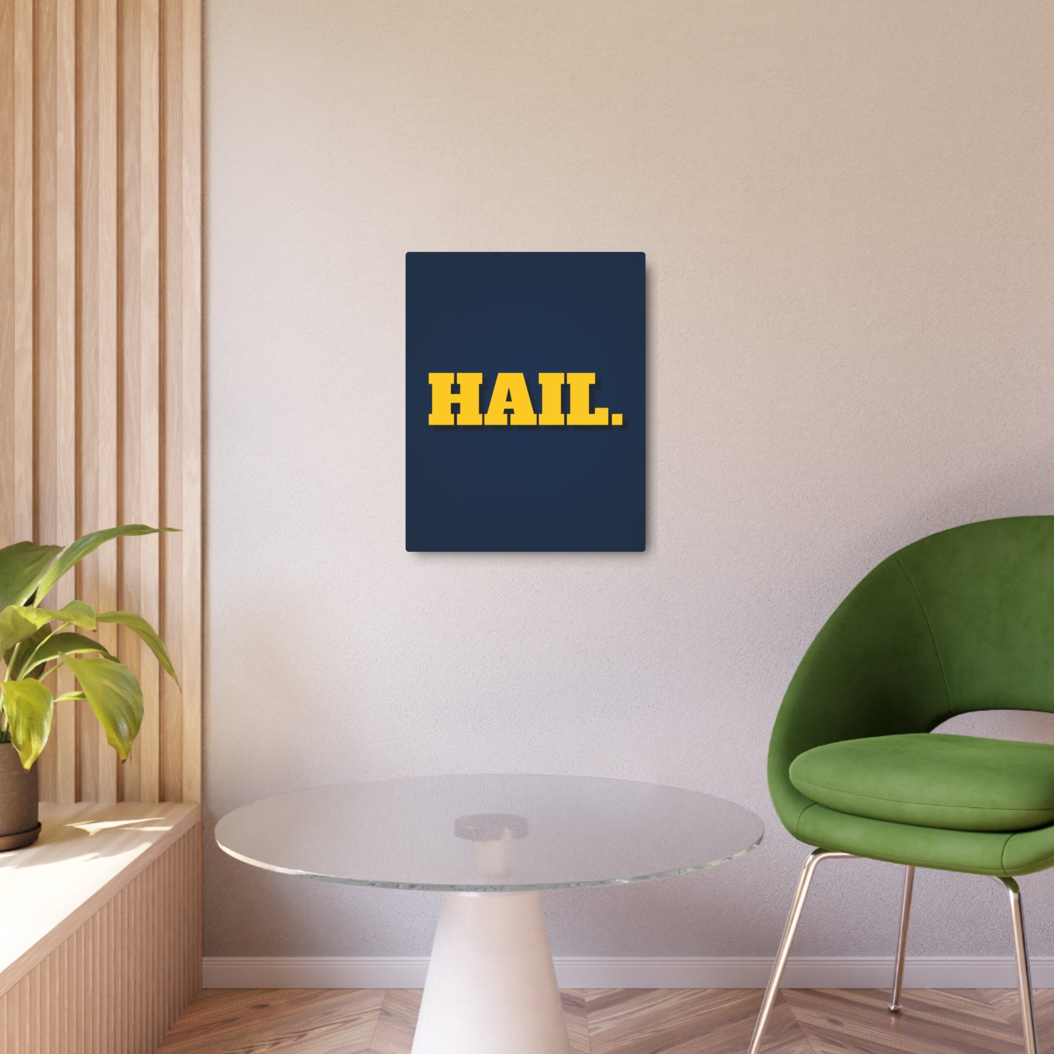University of Michigan Minimalist Wall Art – “HAIL.” Metal Print