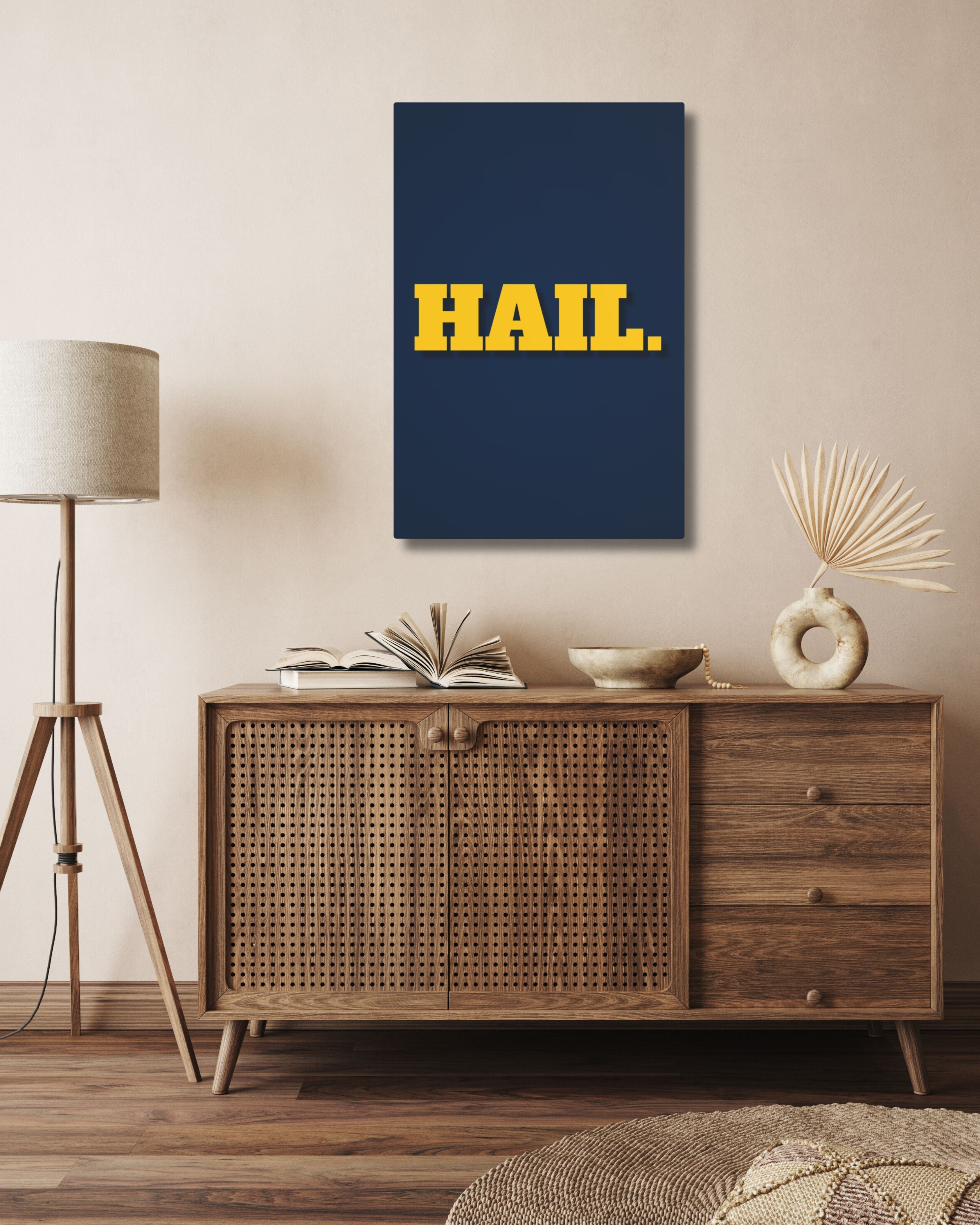 University of Michigan Minimalist Wall Art – “HAIL.” Metal Print