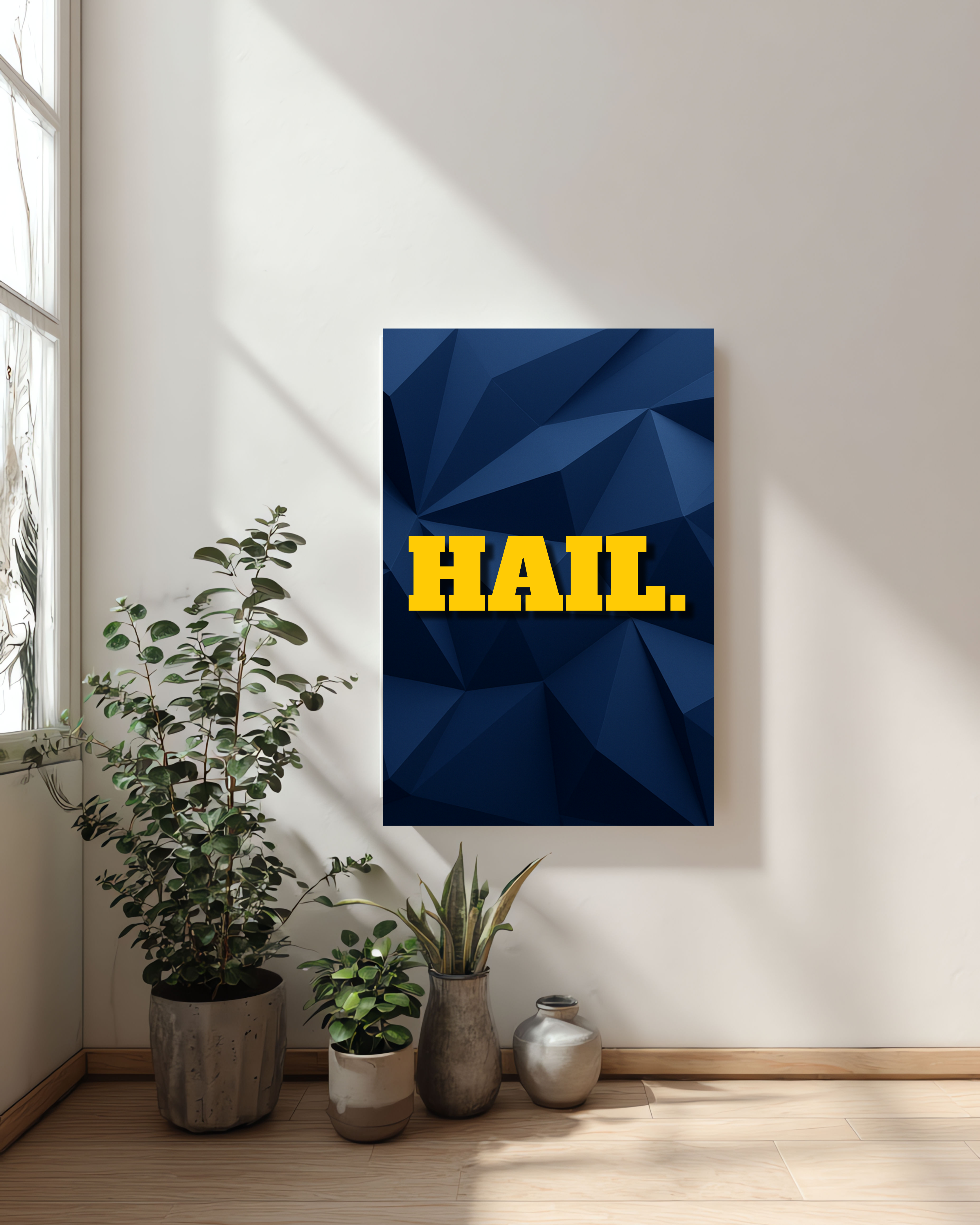 University of Michigan Minimalist Wall Art – “HAIL.” Metal Print