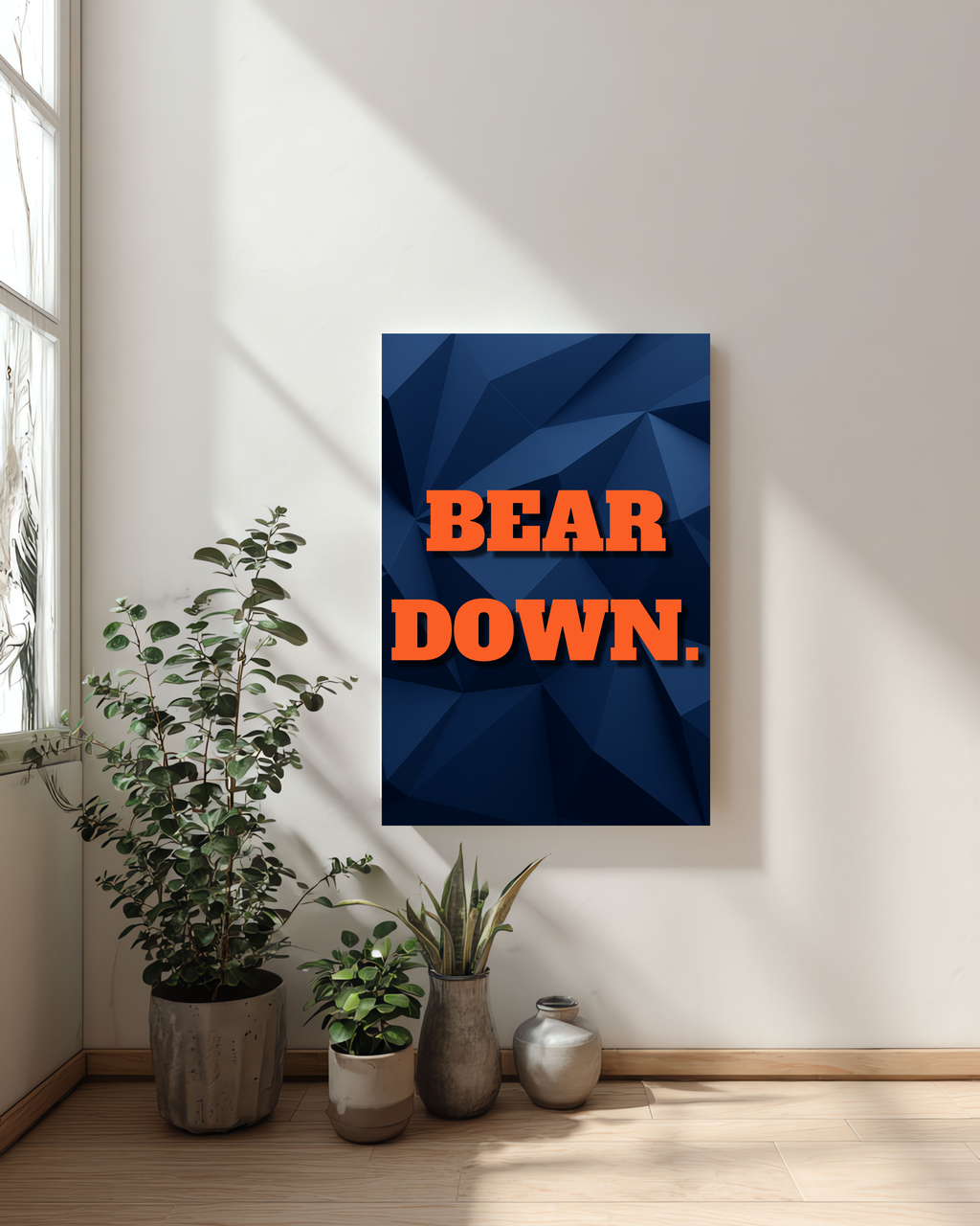 Chicago Bears Wall Art | “BEAR DOWN” Minimalist Metal Sign