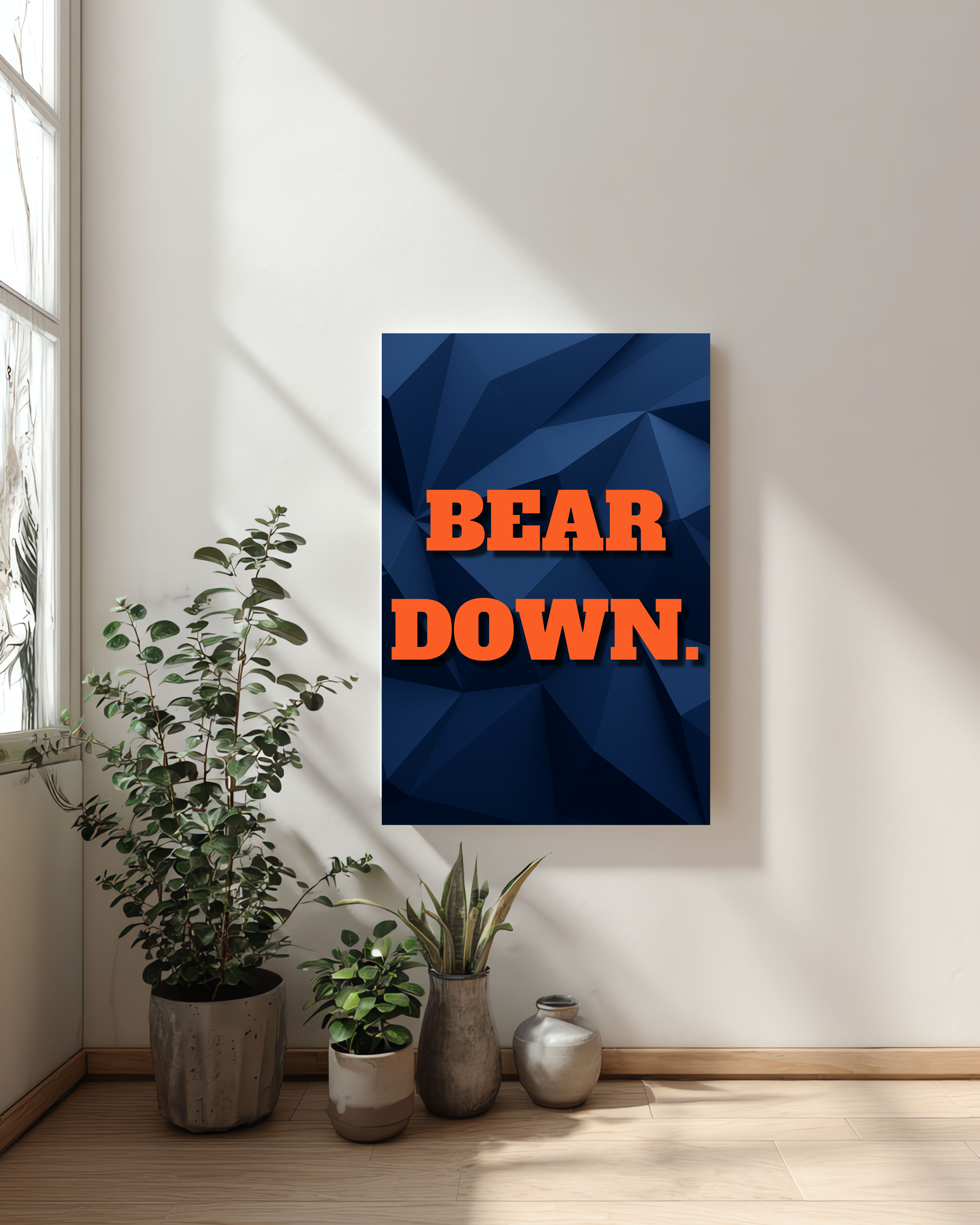 Chicago Bears Wall Art | “BEAR DOWN” Minimalist Metal Sign