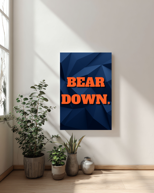 Chicago Bears Wall Art | “BEAR DOWN” Minimalist Metal Sign