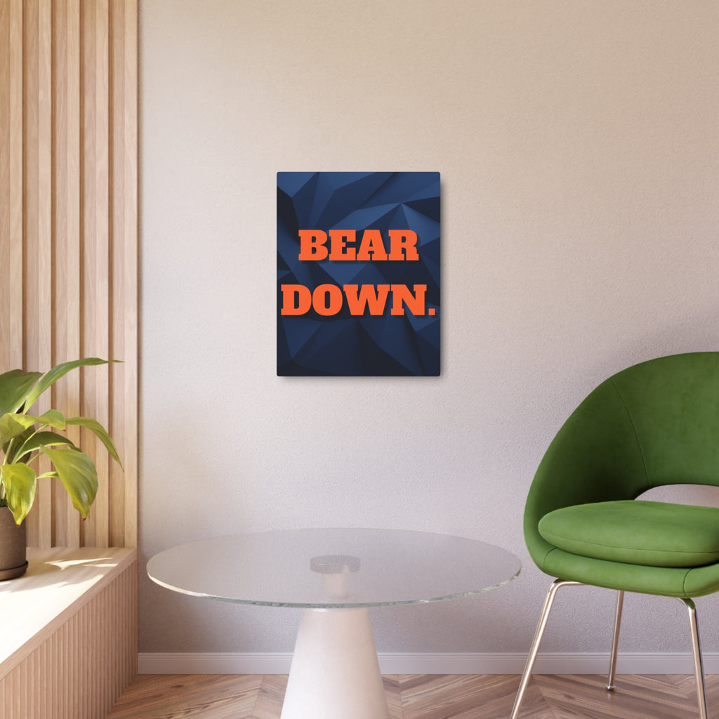 Chicago Bears Wall Art | “BEAR DOWN” Minimalist Metal Sign