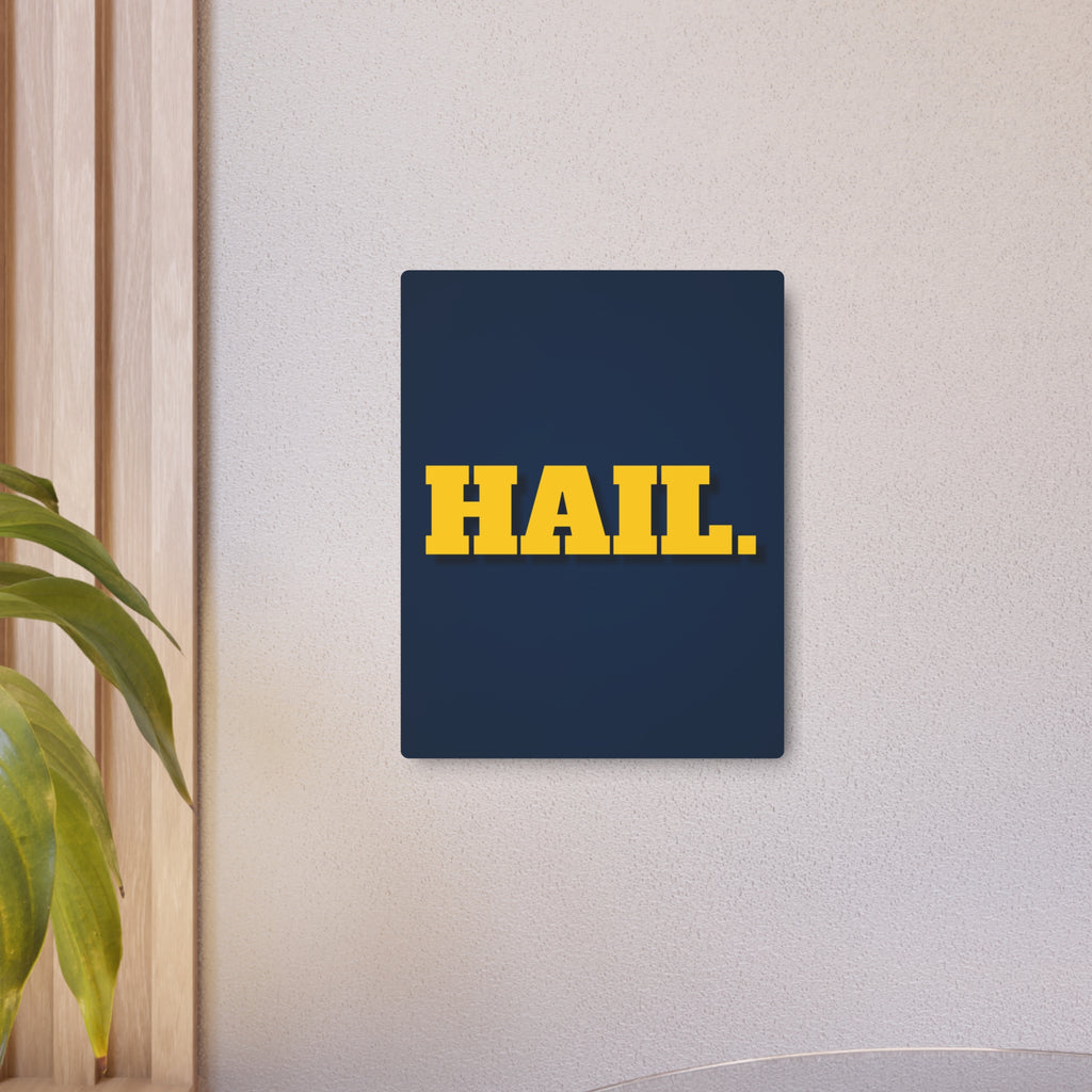 University of Michigan Minimalist Wall Art – “HAIL.” Metal Print